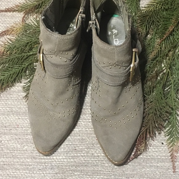 ALDO | Studded Suede Leather Western Booties - Picture 3 of 5